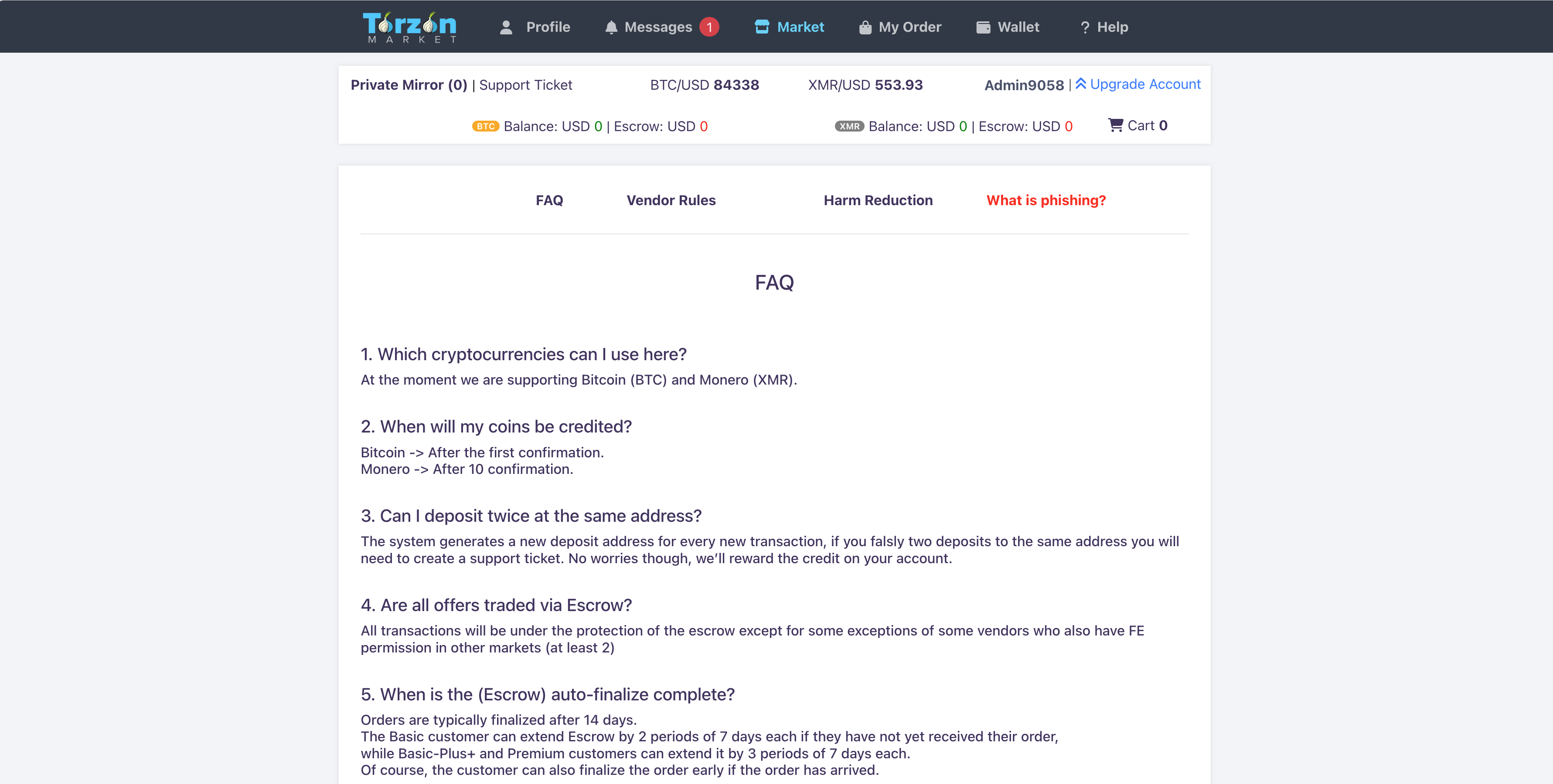 Torzon Market FAQ section and support guides 2026